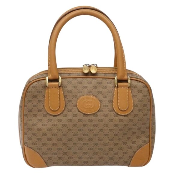 GUCCI Micro GG Supreme Hand Bag PVC Beige Gold Auth - Picture 2 of 16